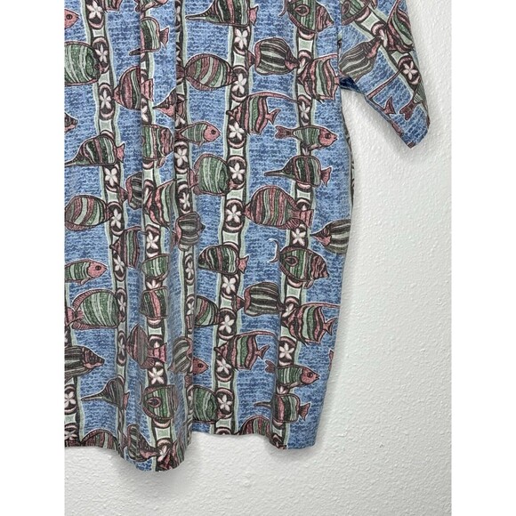 VTG Reyn Spooner Mens Four Button Down Hawaiian Shirt Floral Fish Design XL USA - Picture 13 of 16